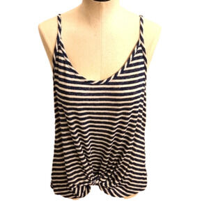 WOMENS Navy and white striped knot bottom tank by So size L/XL